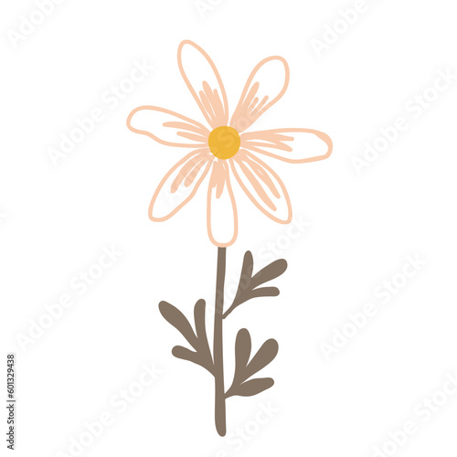 Cute daisy in folk Scandinavian style  isolated vector illustration. Adorable design element for craft products packaging  children goods and cards.