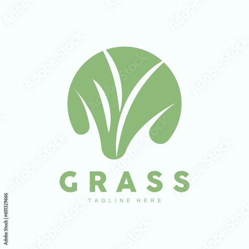 Green Grass Logo Design, Farm Landscape Illustration, Natural Scenery Vector