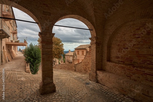 Canvas Print View of Moresco's village in the Italian region of Marche.