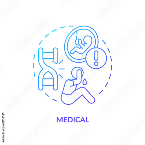 Medical blue gradient concept icon. Health problem. Medical diagnosis. Childless couple. Child free. Reproductive health abstract idea thin line illustration. Isolated outline drawing