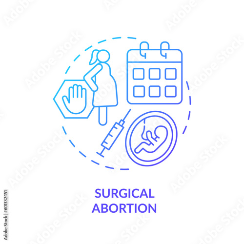 Surgical abortion blue gradient concept icon. Surgery operation. Termination clinic. Healthcare facility. Human pregnancy. Pro choice abstract idea thin line illustration. Isolated outline drawing