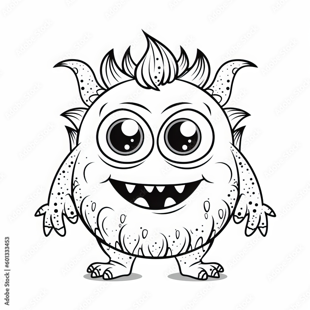 a cartoon monster with big eyes and horns