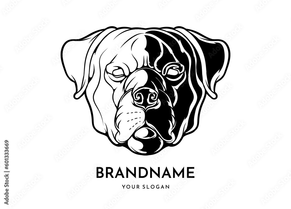 Rottweiler head face logo vector icon