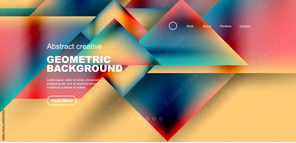 Geometric elements - squares and triangles composition background.