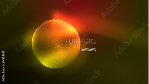 Neon glowing circles, magic energy space light concept, abstract background wallpaper design