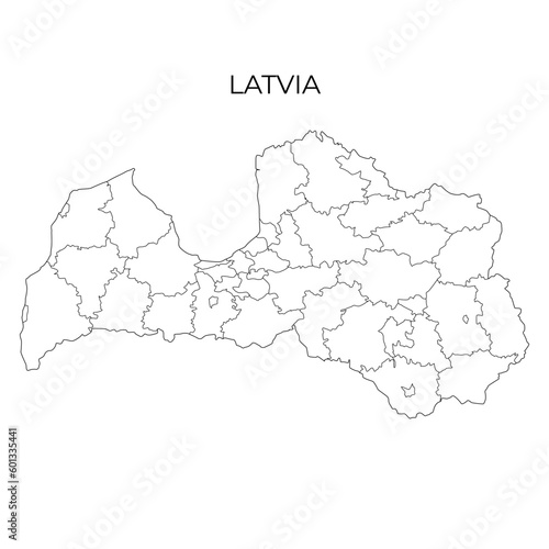 Latvia administrative division map. Latvia contour map. Vector illustration in outline style photo