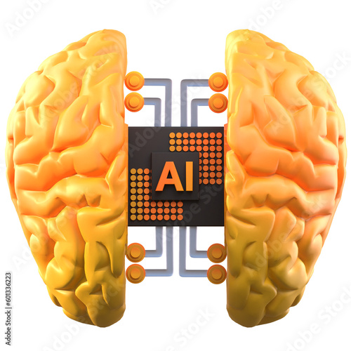 brain ai 3d icon illustration