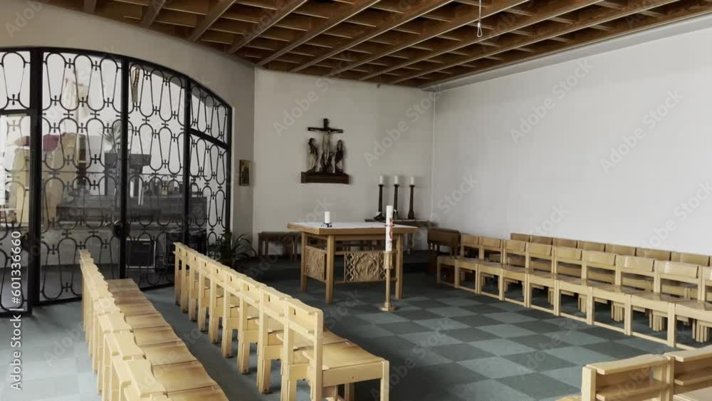 small chapel room with altar and cross small chapel room with altar and cross