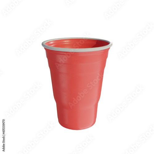 Red plastic party cup isolated