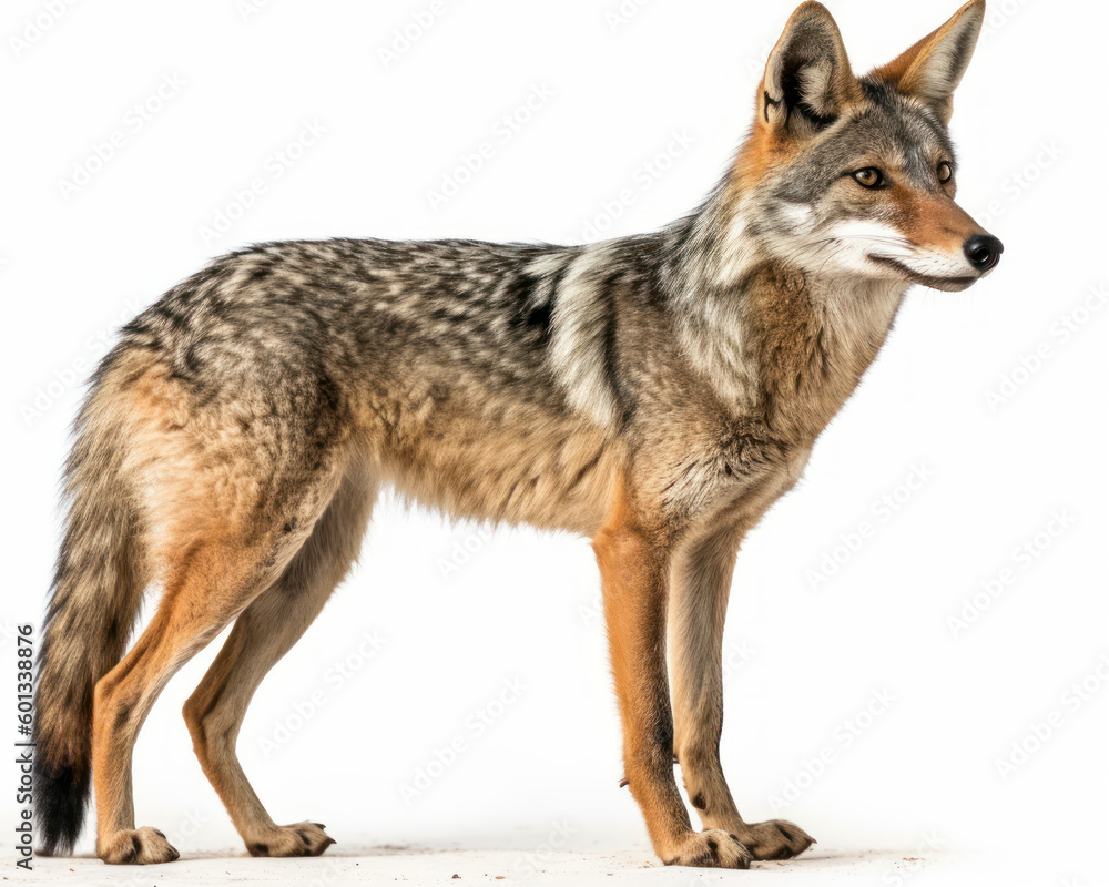 photo of jackal isolated on white background. Generative AI photo of jackal isolated on white background. Generative AI