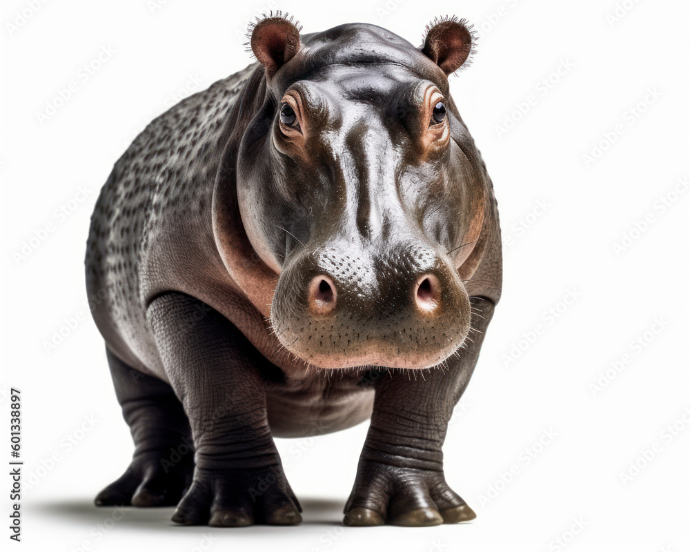 photo of hippopotamus isolated on white background. Generative AI