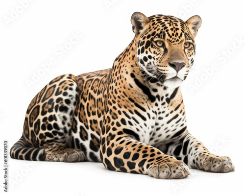 photo of jaguar isolated on white background. Generative AI