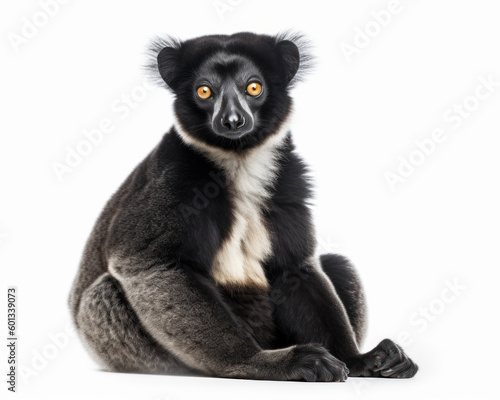 photo of indri isolated on white background. Generative AI