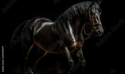 Hackney show horse, captured in a classic driving competition, showcasing its striking presence, elegant gait, and refined form. image captures the grace and power of this iconic breed. Generative AI © Bartek