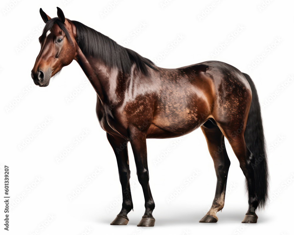 Hackney show horse isolated on white background. Generative AI