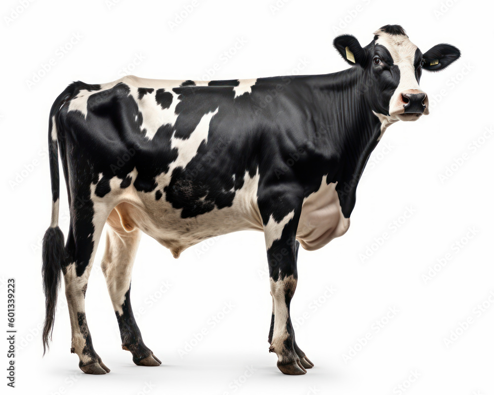 photo of Holstein-Friesian isolated on white background. Generative AI photo of Holstein-Friesian isolated on white background. Generative AI