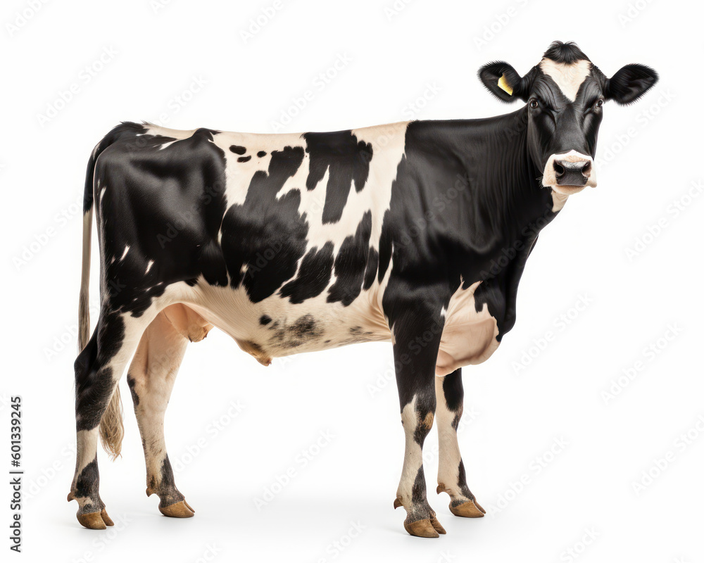 photo of Holstein-Friesian isolated on white background. Generative AI photo of Holstein-Friesian isolated on white background. Generative AI