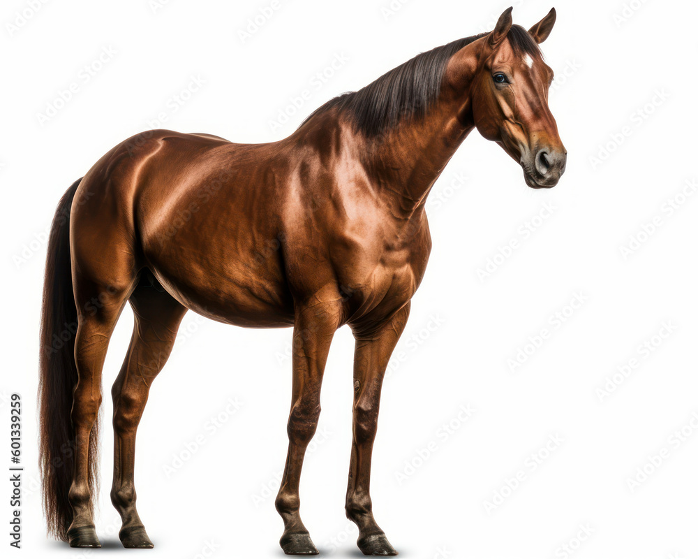 photo of horse isolated on white background. Generative AI photo of horse isolated on white background. Generative AI