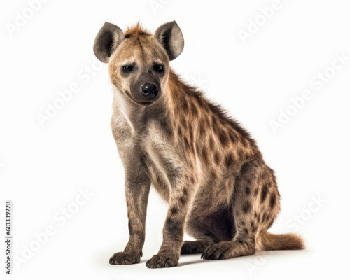 photo of hyena isolated on white background. Generative AI photo