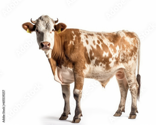 photo of heifer bovine isolated on white background. Generative AI