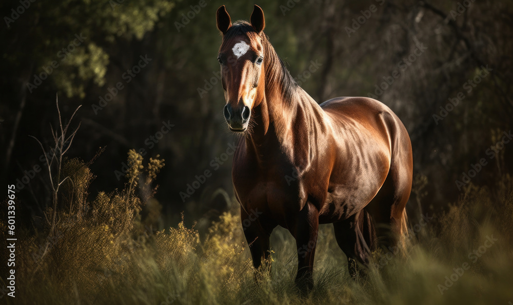 photo of Hackney show horse in its natural habitat. Generative AI