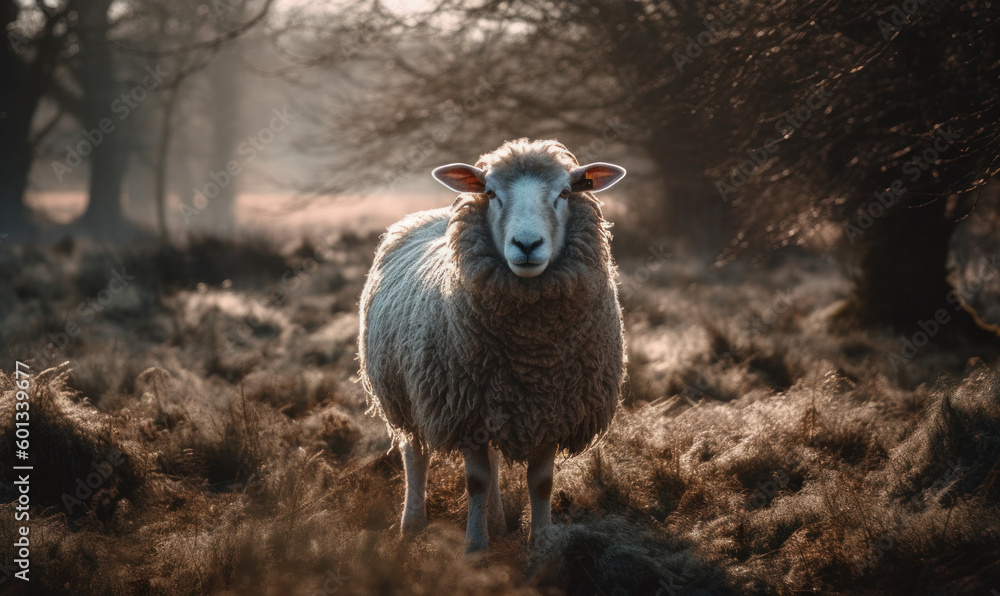 Fototapeta premium photo of Hampshire sheep in its natural habitat. Generative AI