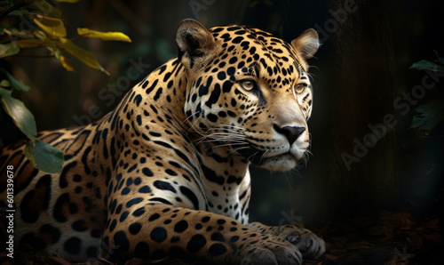 photo of jaguar in its natural habitat. Generative AI © Bartek