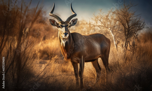 sunrise photo of hartebeest in its natural habitat. Generative AI