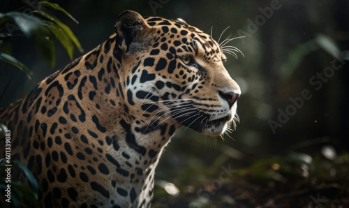 photo of jaguar in its natural habitat. Generative AI