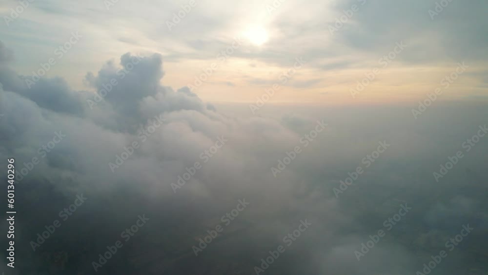 Aerial view of Saigon cityscape at morning with misty sky in Southern Vietnam. Urban development texture, transport infrastructure and green parks Aerial view of Saigon cityscape at morning with misty sky in Southern Vietnam. Urban development texture, transport infrastructure and green parks