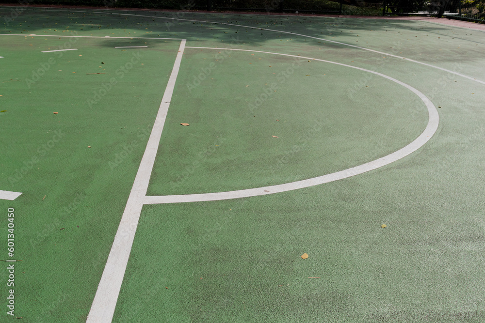 Basketball court view in the morning.