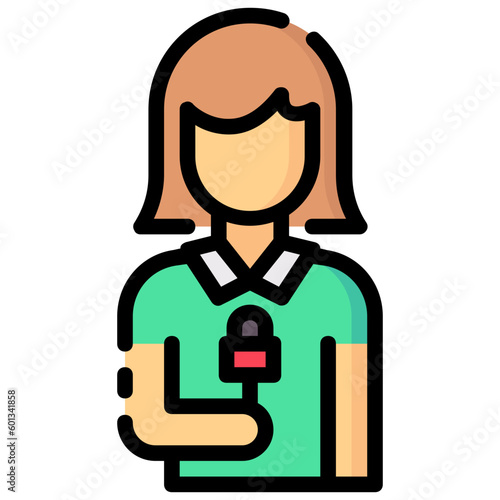 news reporter avatar vector icon 