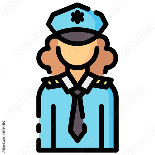 police woman avatar vector icon 