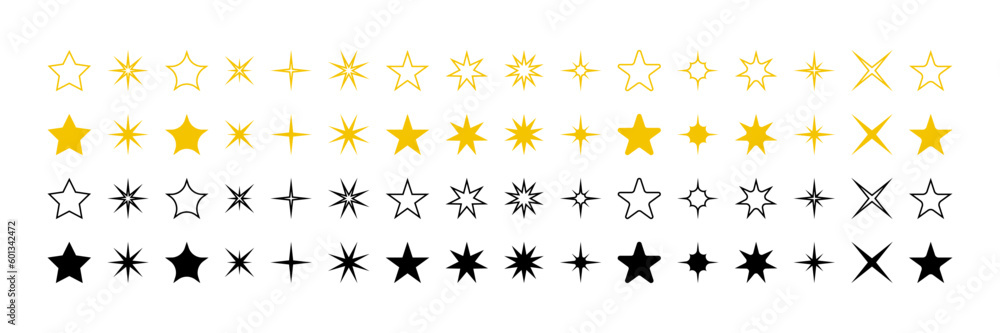Stars vector collection. Star vector icons. Golden and Black set of Stars. Star icon. Stars in modern simple flat style. Vector illustration Stars vector collection. Star vector icons. Golden and Black set of Stars. Star icon. Stars in modern simple flat style. Vector illustration