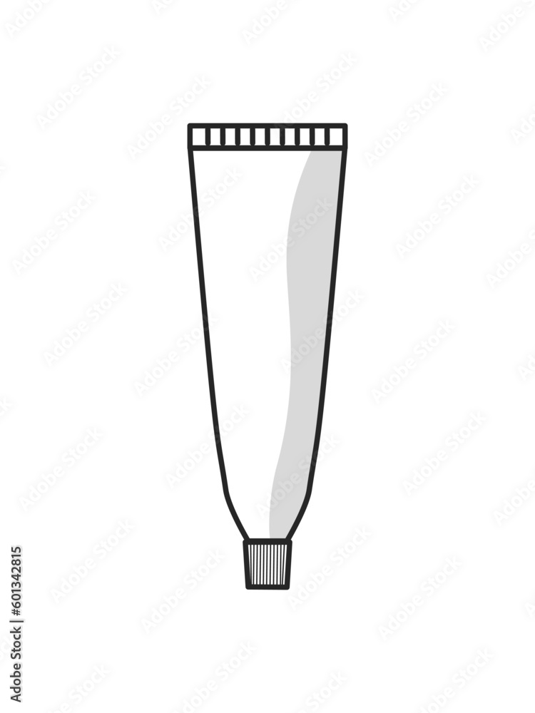 Black and white icon is a simple linear glamorous cosmetic tube with hand cream for the legs of the face and body, for moisturizing and skin care and beauty guidance. Vector illustration Black and white icon is a simple linear glamorous cosmetic tube with hand cream for the legs of the face and body, for moisturizing and skin care and beauty guidance. Vector illustration