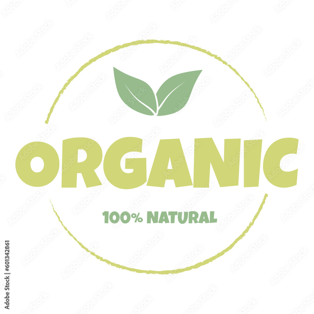 Fototapeta premium eco, bio, organic and natural products sticker, label, badge and logo. ecology icon. logo template with green leaves for organic and eco friendly products. vector illustration
