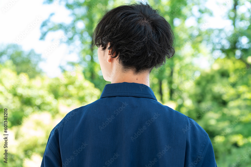 作業着を着た日本人男性 作業着を着た日本人男性