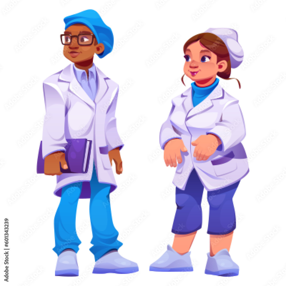 Cartoon set of medical personnel isolated on white background. Vector illustration of multiethnic male and female young doctors and nurses character in hospital uniform. Health care clinic services Cartoon set of medical personnel isolated on white background. Vector illustration of multiethnic male and female young doctors and nurses character in hospital uniform. Health care clinic services
