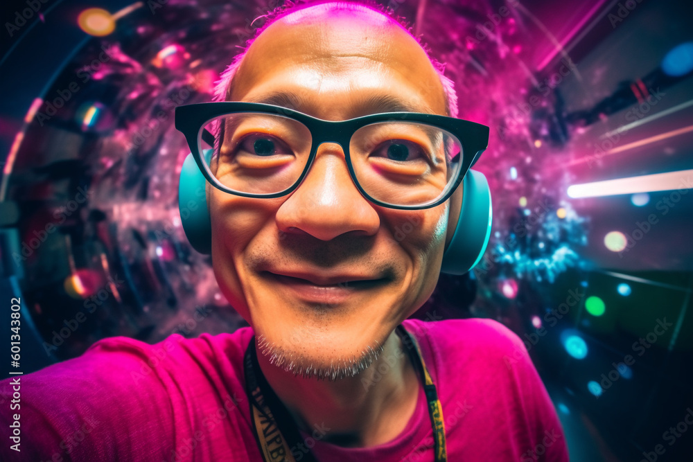 Dj in headphones. Generative AI Dj in headphones. Generative AI