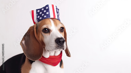 Independence day 4th of july Beagle dog isolated on white background with Generative AI Technology © LightoLife