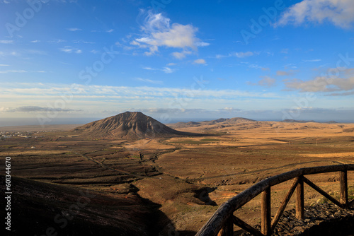 Viewpoint at Tindaya Mountain La Oliva Fuerteventura in evening light