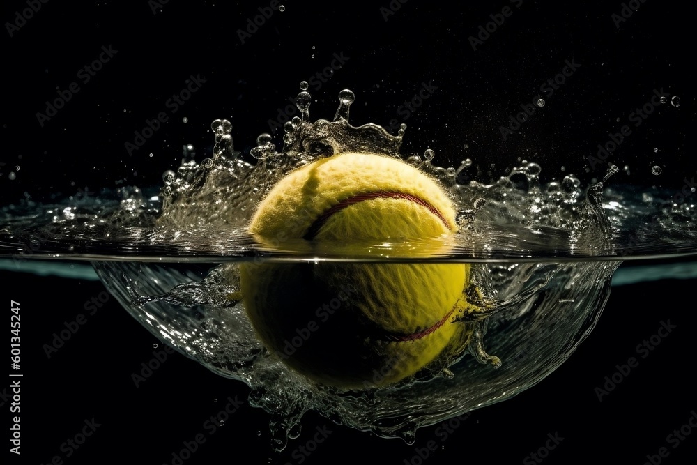 tennisball in water splash