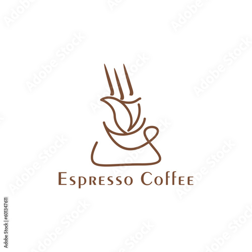 Coffee with line style logo icon design template flat vector