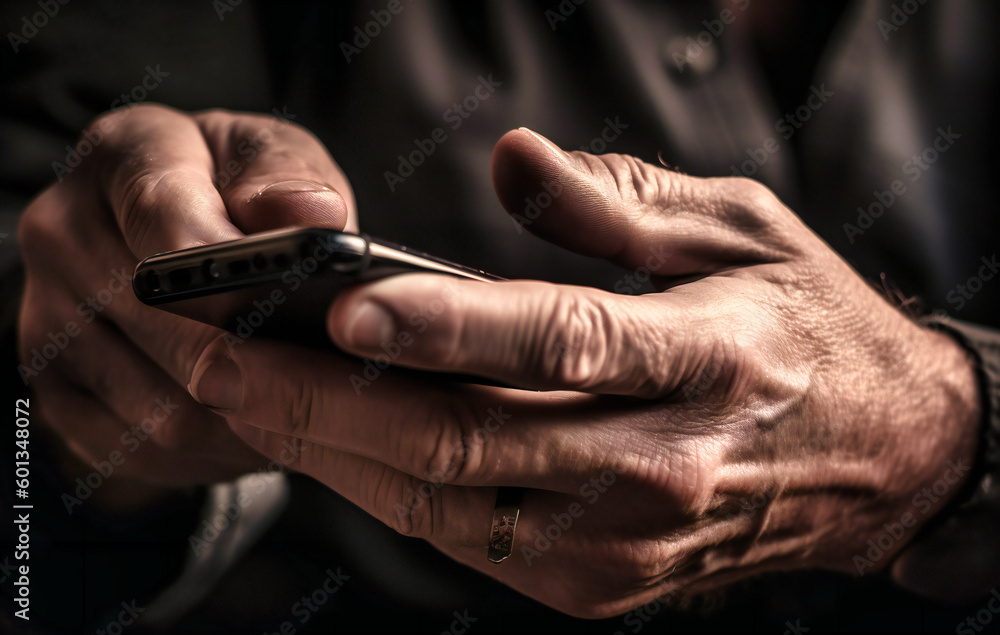 close up image of man's hand using a cell phone