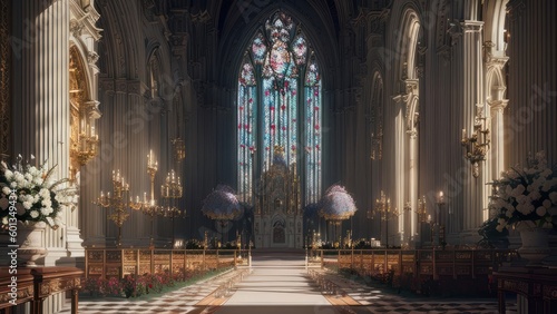 Biblical cathedral with characteristics of the Bible. Generative AI