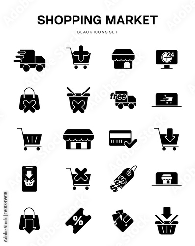 shopping market ecommerce user interface black Icon button