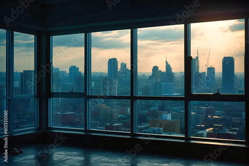 the window of a skyscraper in an office