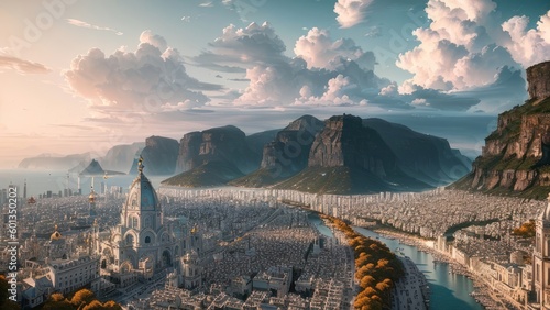 Biblical city with characteristics of the Bible. Generative AI photo
