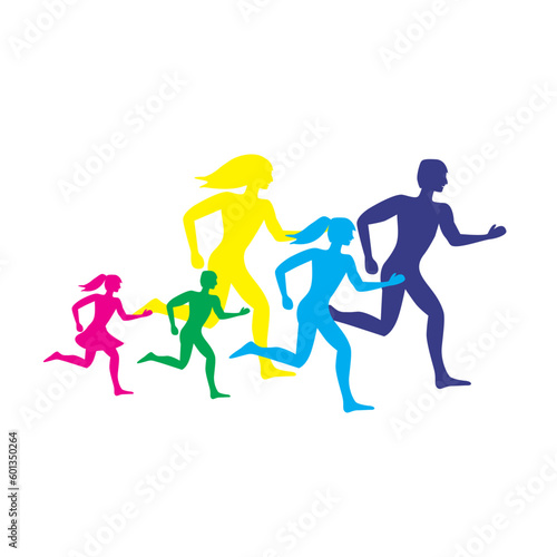 running people set of silhouettes  sport and activity background vector