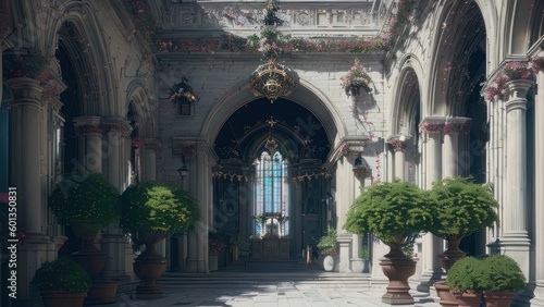 Biblical cathedral with characteristics of the Bible. Generative AI